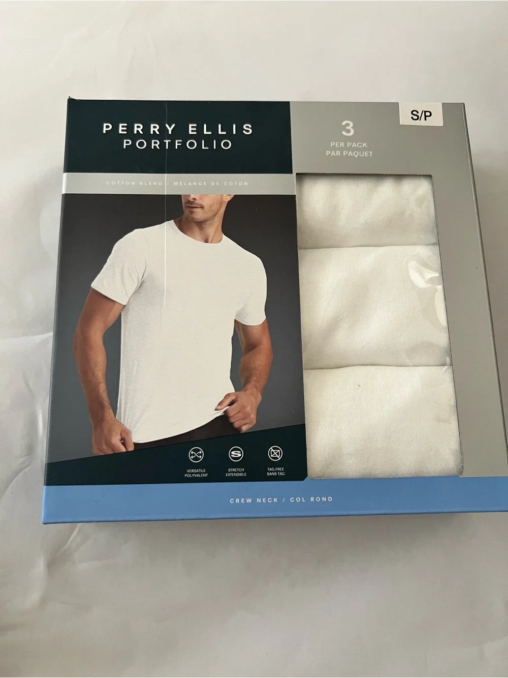 Perry Ellis White Crew Neck Undershirts 3-Pack